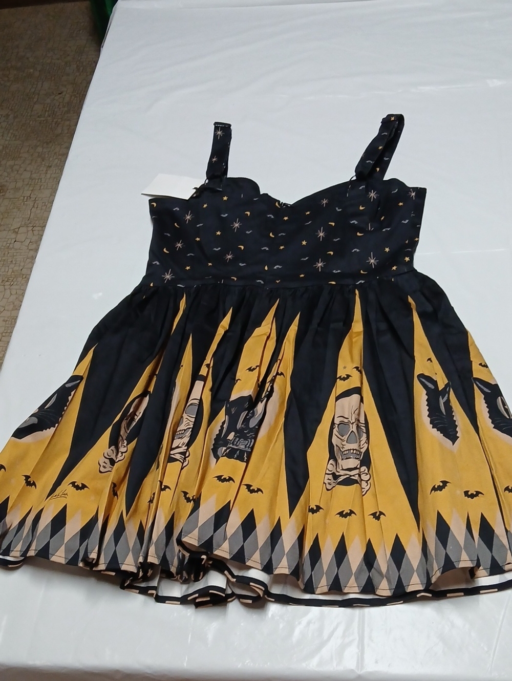 Oblong Box Shop Prudence Halloween Treat Mini Dress w/ Pockets Size M Pinup Goth - Picture 8 of 14